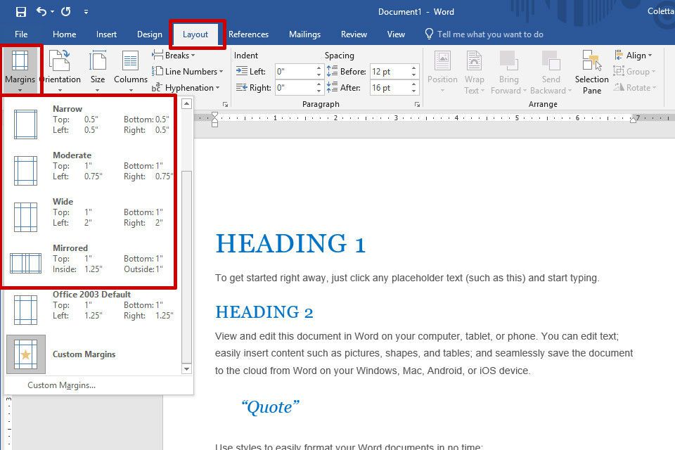 How To Set Margins In Word